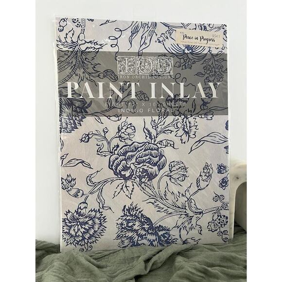 Indigo Floral IOD Paint Inlay - Eight 12"x16" Sheets BNWT - Picture 1 of 3